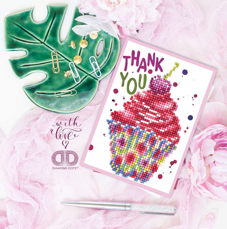 Diamond Dotz Diamond Embroidery Facet Art Greeting Card Kit Cupcake Thank You