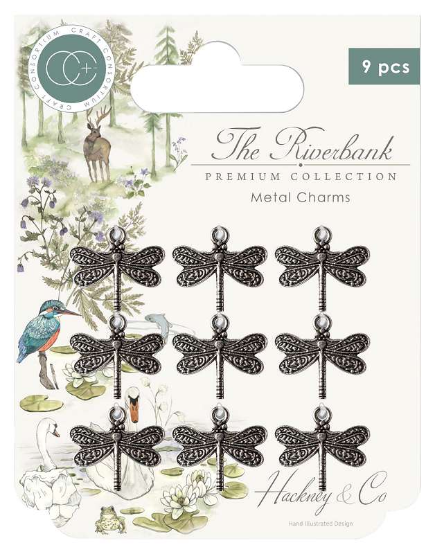 Craft Consortium The Riverbank Metal Charms 9/Pkg Silver Dragonfly