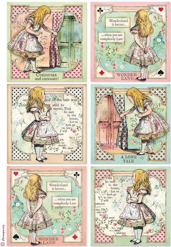 Stamperia Rice Paper Sheet A4 Alice Cards