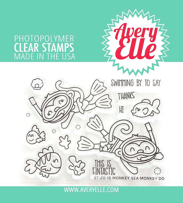 Avery Elle Clear Stamp Set 4"X3" Monkey Sea Monkey Do