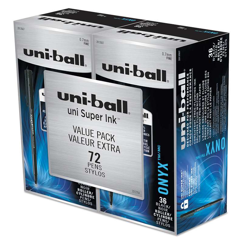 Onyx Roller Ball Stick Dye-Based Pen, Black Ink, Micro, Dozen