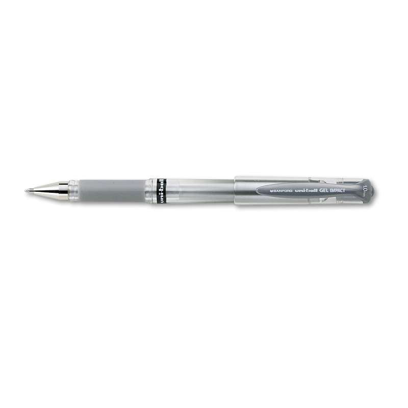 uni-ball Impact Gel Pens, Bold Point (1.0mm), Metallic Silver, 