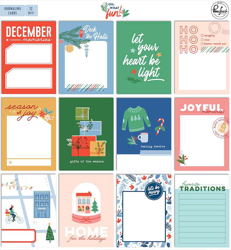 Oh What Fun Journaling Cards 3"X4" 12/Pkg  