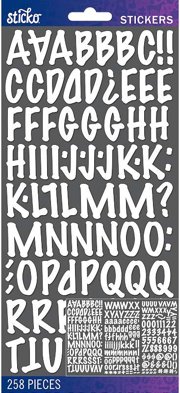 Sticko Alphabet Stickers Alpha Medium Stickers -White Marker