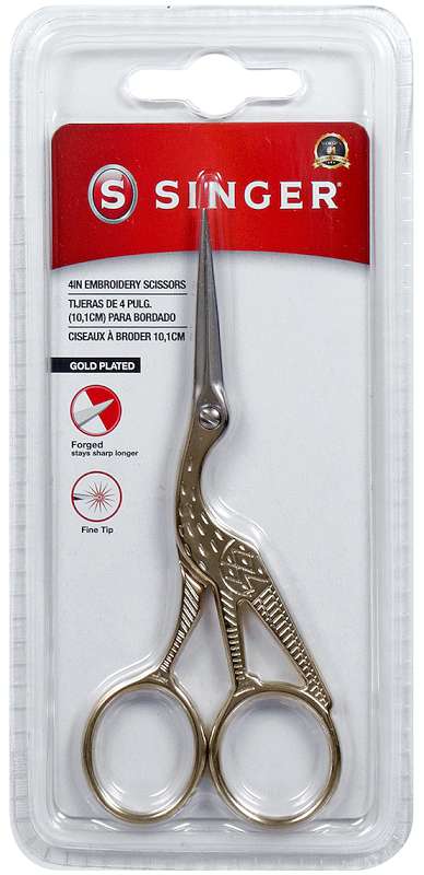 Singer Forged Stork Embroidery Scissors 4.5" Gold