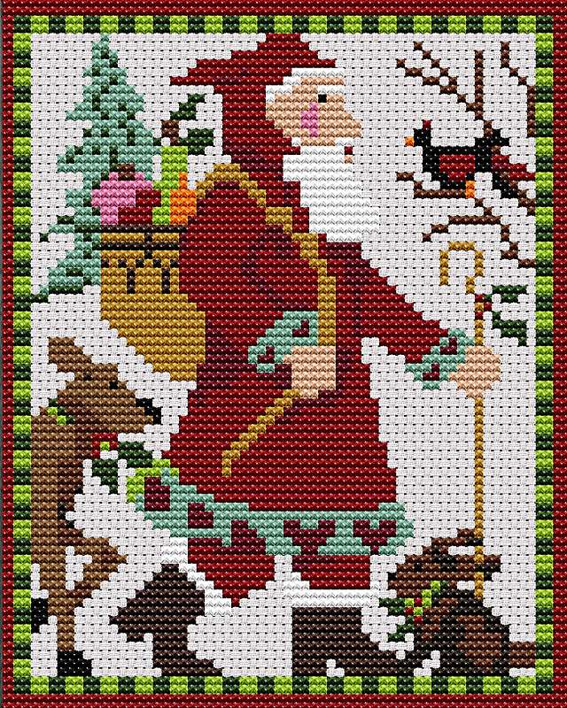 Colonial Needle Counted Cross Stitch Kit 3.6"X4.5" Woodland Mini Santa (18 Count)