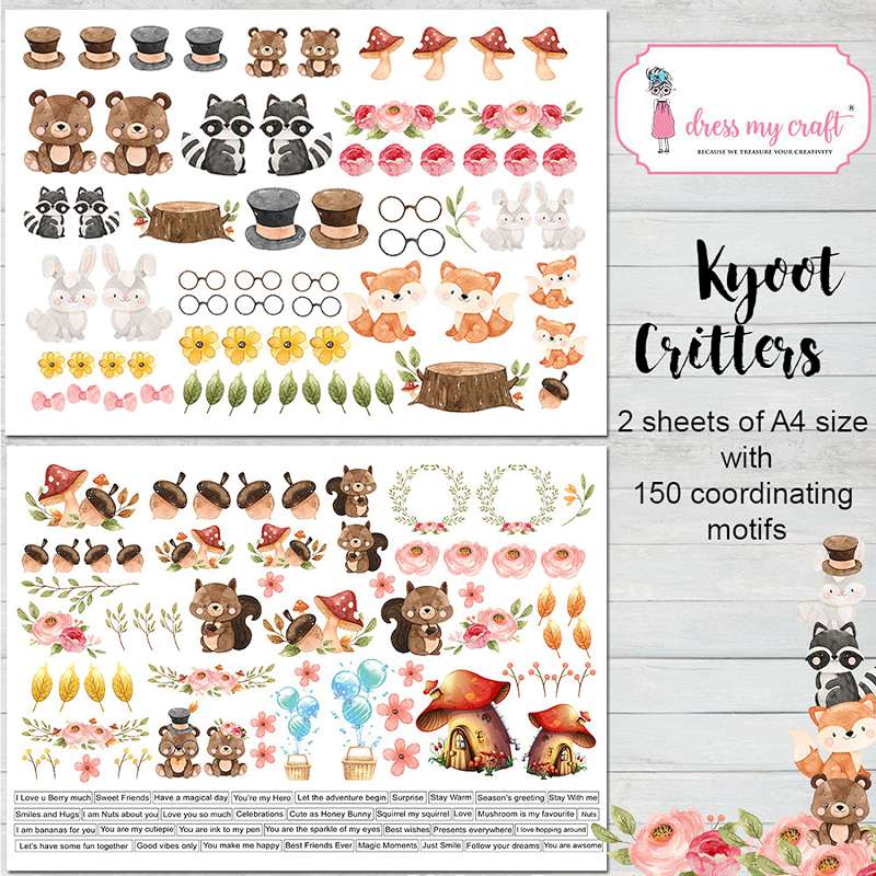 Dress My Craft Image Sheet 240gsm A4 2/Pkg Kyoot Critters