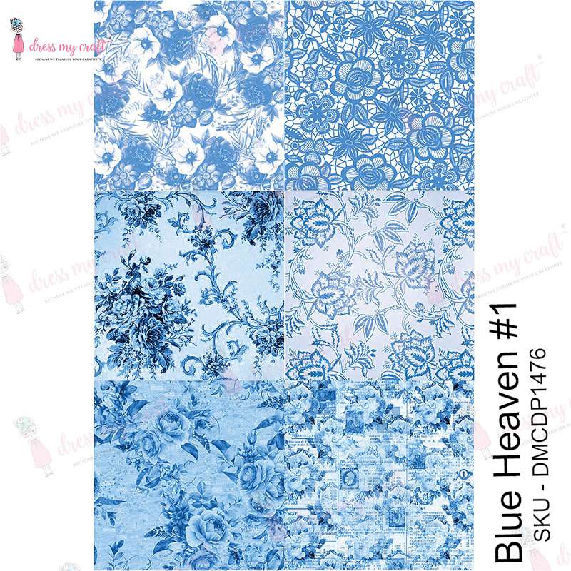 Dress My Craft Transfer Me Sheet A4 Blue Heaven #1