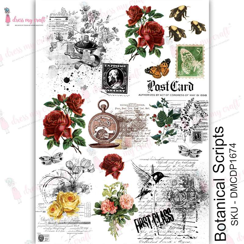 Dress My Craft Transfer Me Sheet A4 Botanical Scripts