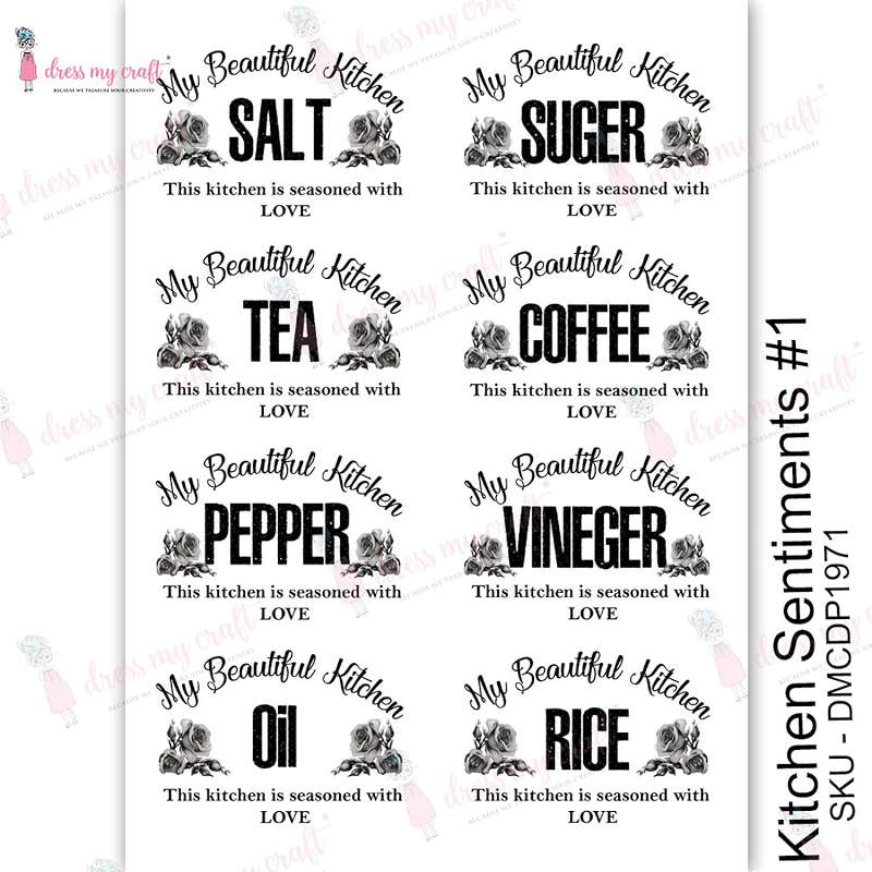 Dress My Craft Transfer Me Sheet A4 Kitchen Sentiments #1