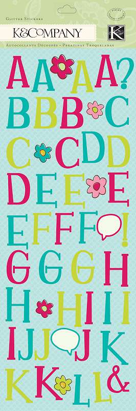 Glitter Stickers  Multi Colored Alphabet
