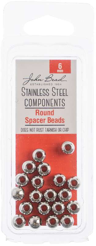 Stainless Steel Round Spacer Bead 20/Pkg 6mm