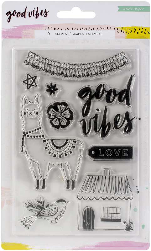 Crate Paper Acrylic Clear Stamps 9/Pkg Good Vibes