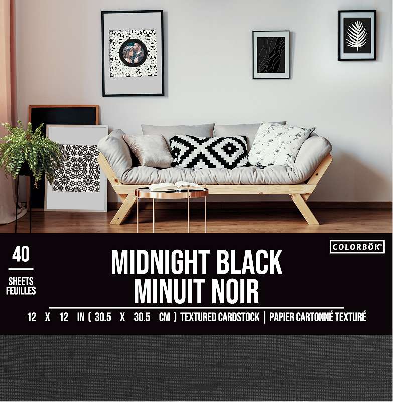 Colorbok Textured Cardstock Pad 12"X12" 40/Pkg Midnight Black