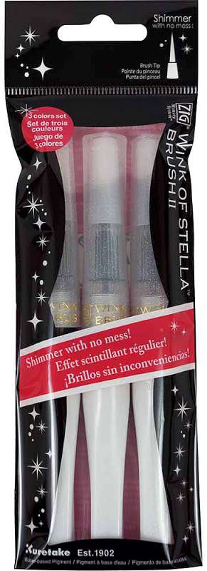 Zig Memory System Wink of Stella Brush Glitter Markers 3/Pkg Clear