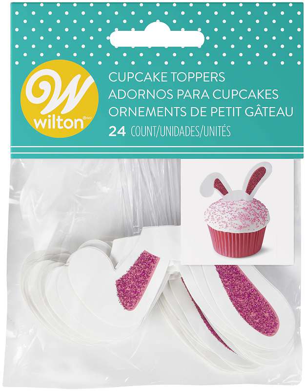 Cupcake Toppers 24/Pkg Bunny Ear Glitter