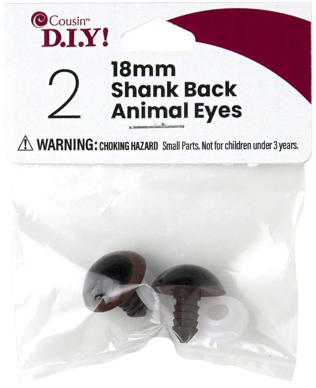 Shank Back Animal Eyes 18mm 2/Pkg Brown