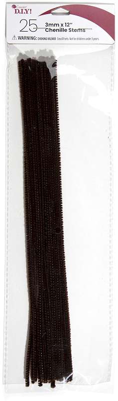 Chenille Stems 3mmx12" 25/Pkg Brown