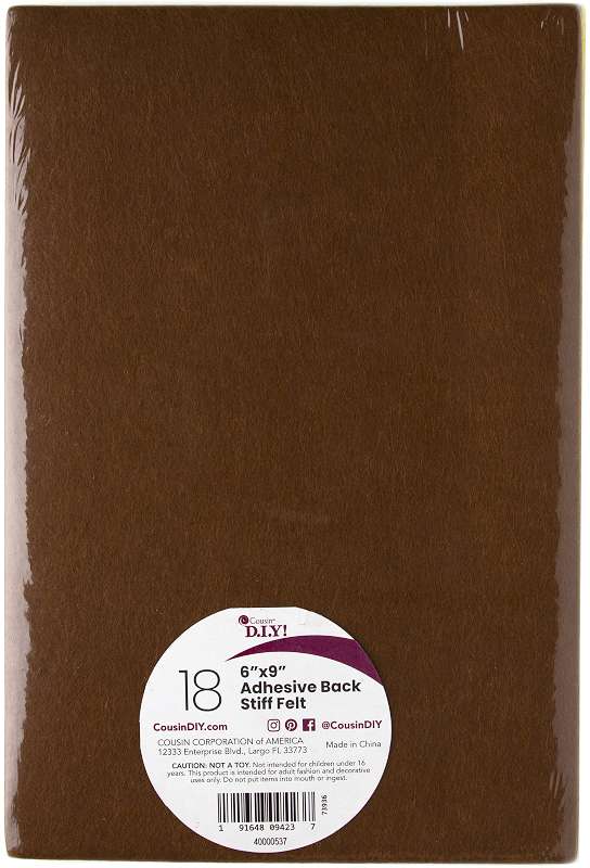 Adhesive Back Stiff Felt 6"X9" 18/Pkg Bold Colors