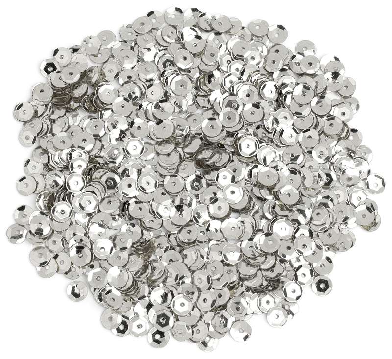 Cupped Sequins  Silver, 5mm 800/Pkg