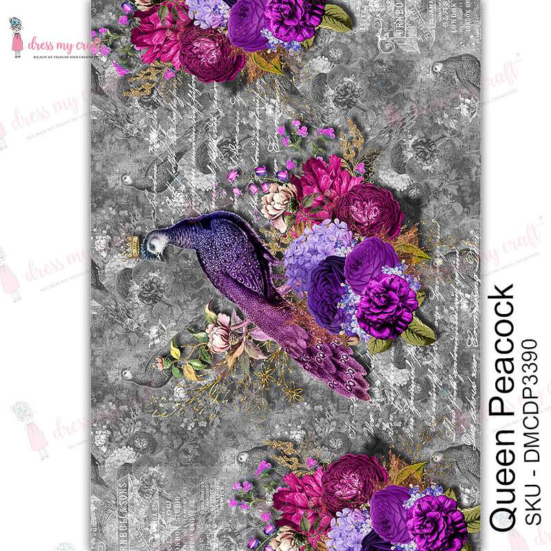 Dress My Craft Transfer Me Sheet A4 Queen Peacock