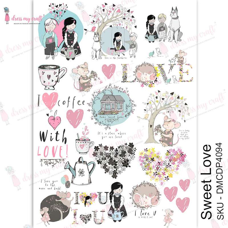 Dress My Craft Transfer Me Sheet A4 Sweet Love