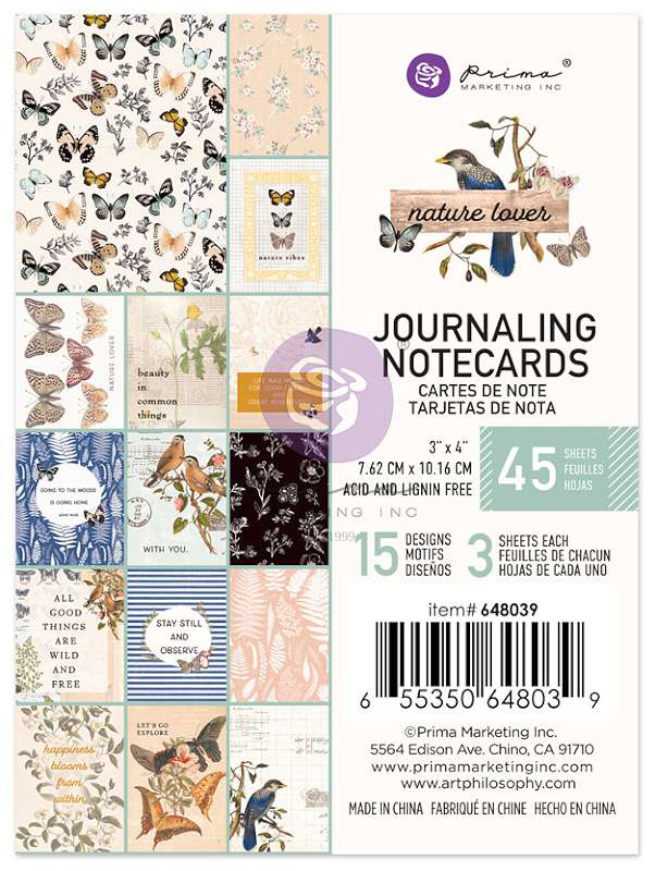 Nature Lover Journaling Cards 3"X4" 45/Pkg 15 Designs/3 Each