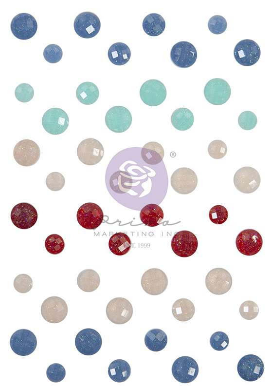 Prima Marketing Julie Nutting Frayed Denim Say It In Crystal Assorted Dots 48/Pkg
