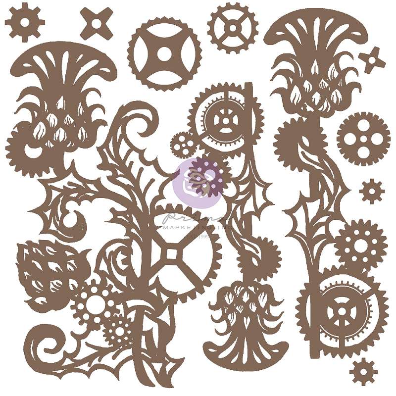 Finnabair Decorative Chipboard Mechanical Thistle, 11/Pkg