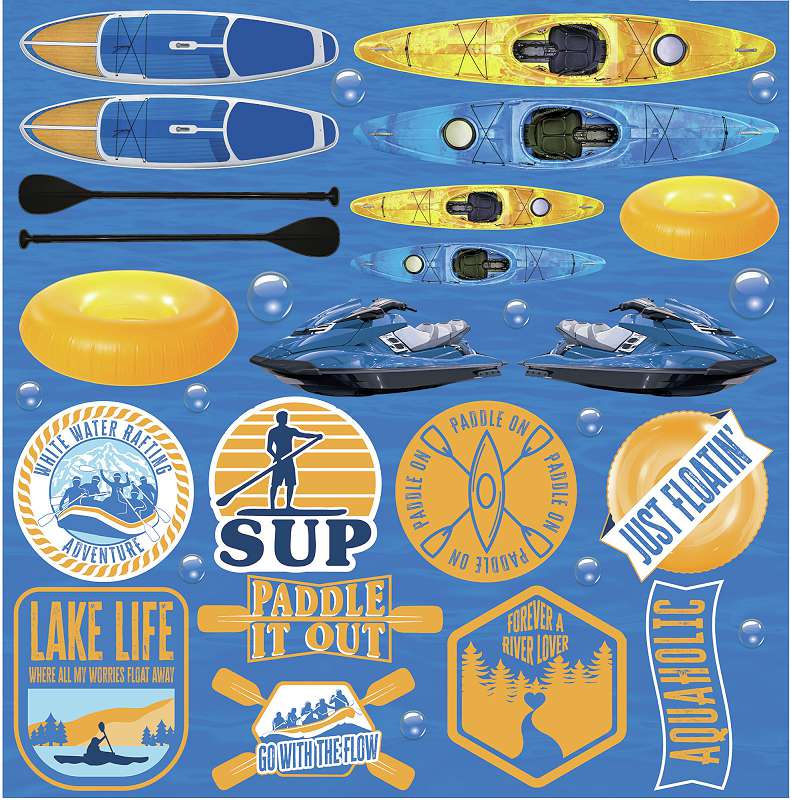 Reminisce Custom Cardstock Stickers 12"X12" Watersports