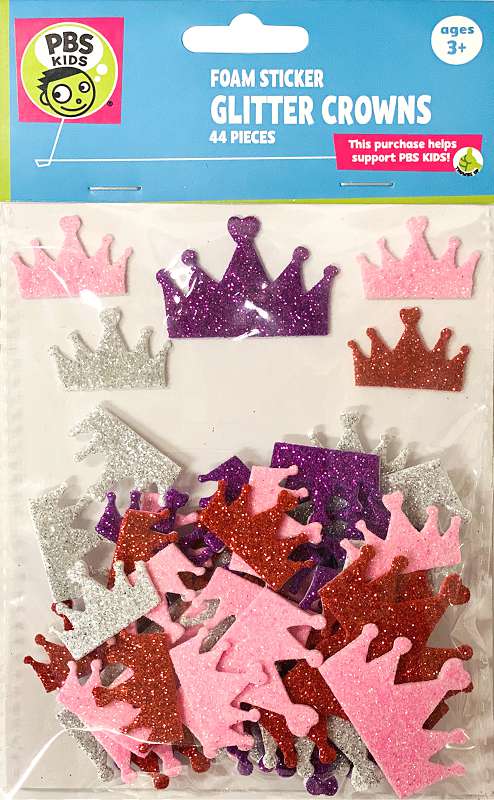 Glitter Foam Stickers Crown, 44/Pkg