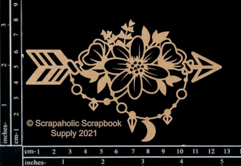 Scrapaholics Laser Cut Chipboard 1.8mm Thick Boho Floral Arrow 1, 2/Pkg, 5"X3"