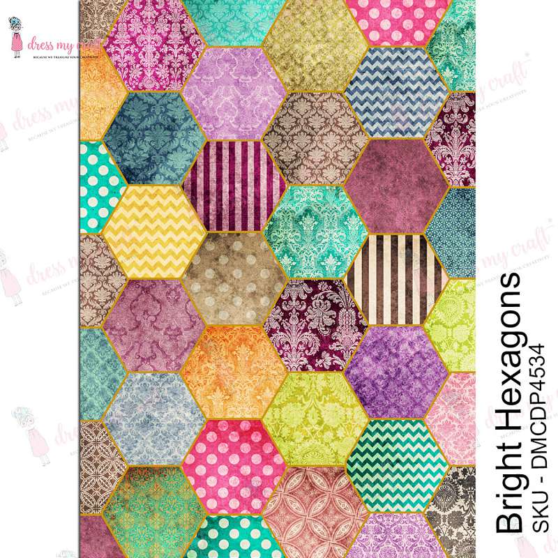 Dress My Craft Transfer Me Sheet A4 Bright Hexagons