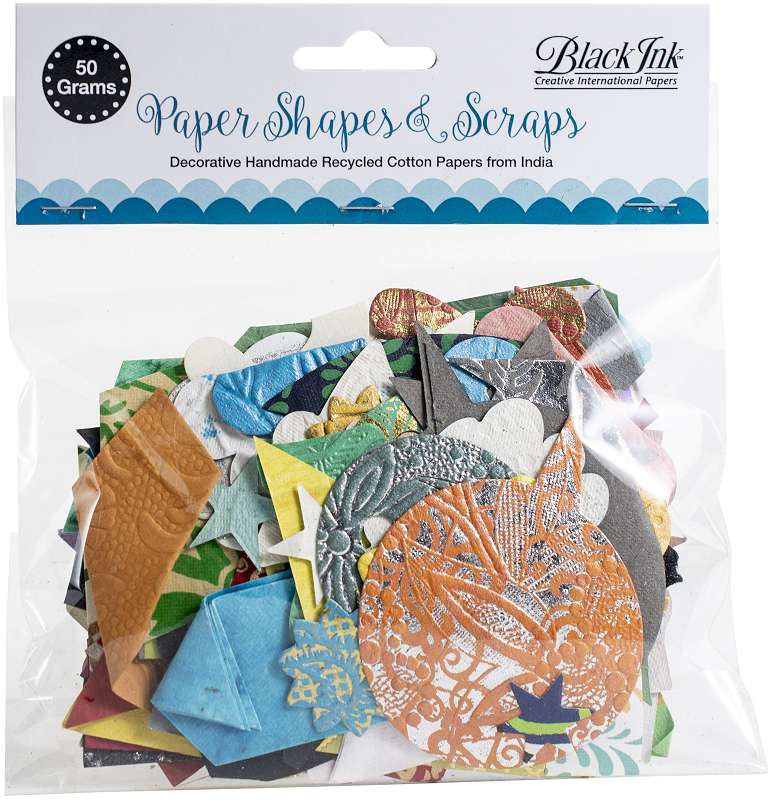 Black Ink Paper Shapes & Scraps-Assorted, 50 Grams