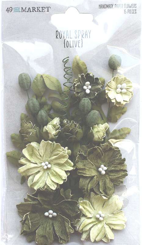49 And Market Royal Spray Paper Flowers 15/Pkg Olive