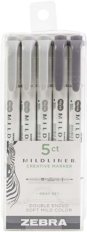 Zebra Mildliner Double Ended Highlighters 5/Pkg Grays