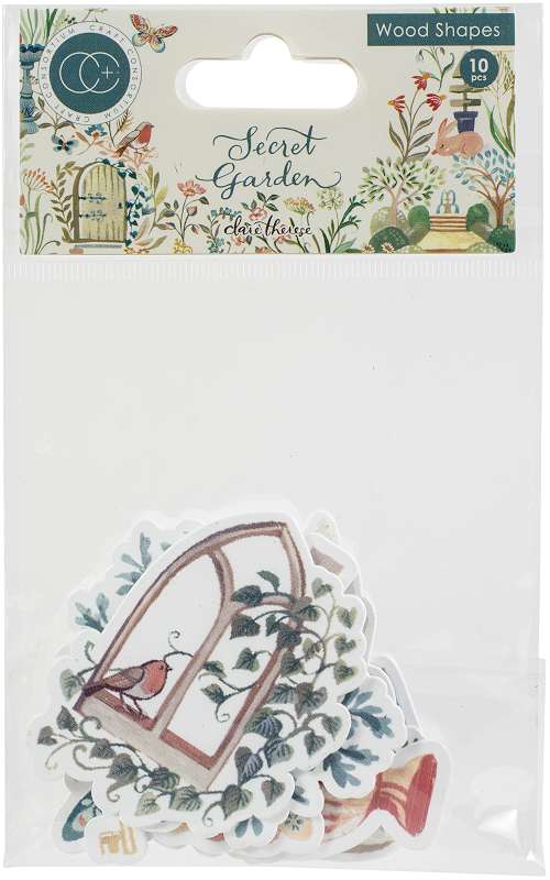 Craft Consortium Laser-Cut Wooden Shapes 10/Pkg Secret Garden