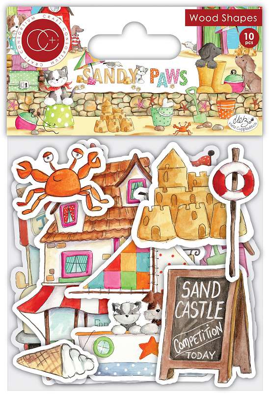 Craft Consortium Laser-Cut Wooden Shapes 10/Pkg Sandy Paws