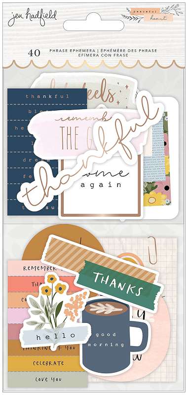 Jen Hadfield Peaceful Heart Ephemera Cardstock Die-Cuts Phrase W/Gold Foil Accents