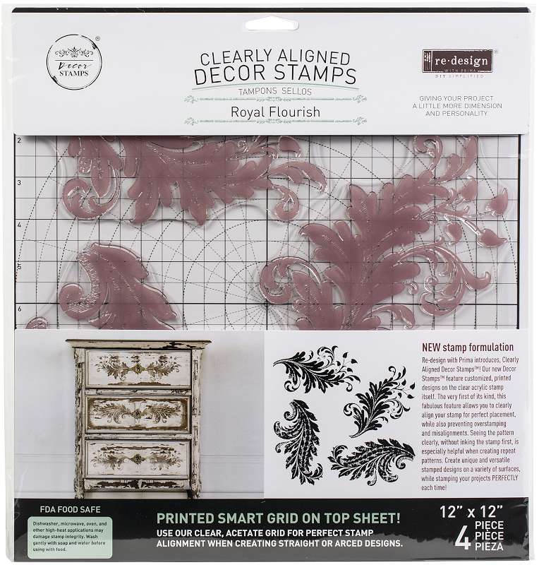Prima Marketing Re-Design Decor Clear Cling Stamps 12"X12" Royal Flourish