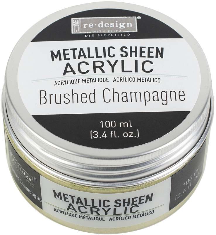 Prima Marketing Re-Design Metallic Sheen Acrylic Paint 100ml Brushed Champagne