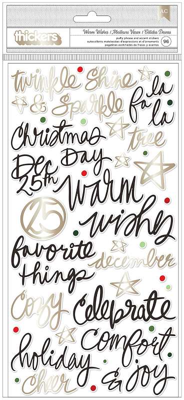 Vicki Boutin Warm Wishes Thickers Stickers 96/Pkg Warm Wishes Phrases/Puffy