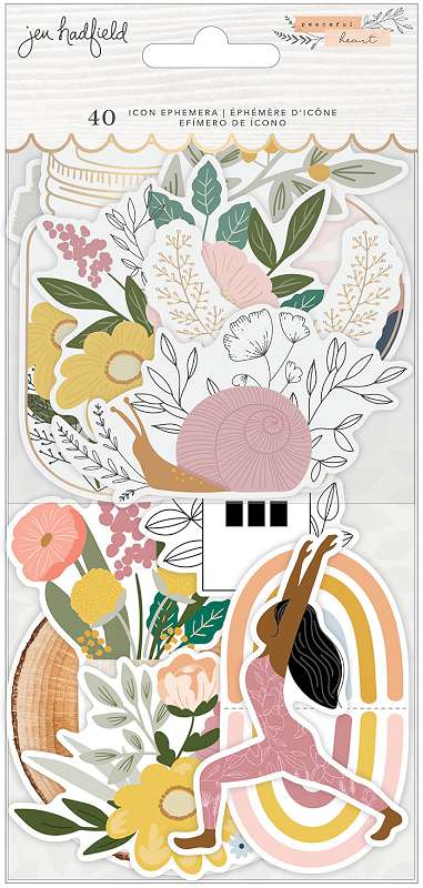 Jen Hadfield Peaceful Heart Ephemera Cardstock Die-Cuts Icon W/Gold Foil Accents