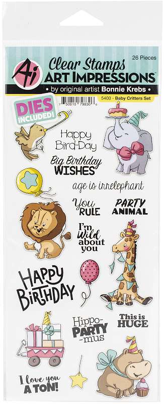 Art Impressions Birthday Stamp & Die Set Baby Critters