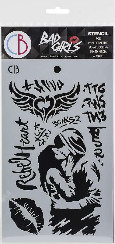 Ciao Bella Bad Girls Texture Stencil 5"X8" Urban Kiss