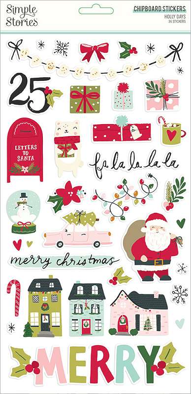 Holly Days Chipboard Stickers 6"X12"  
