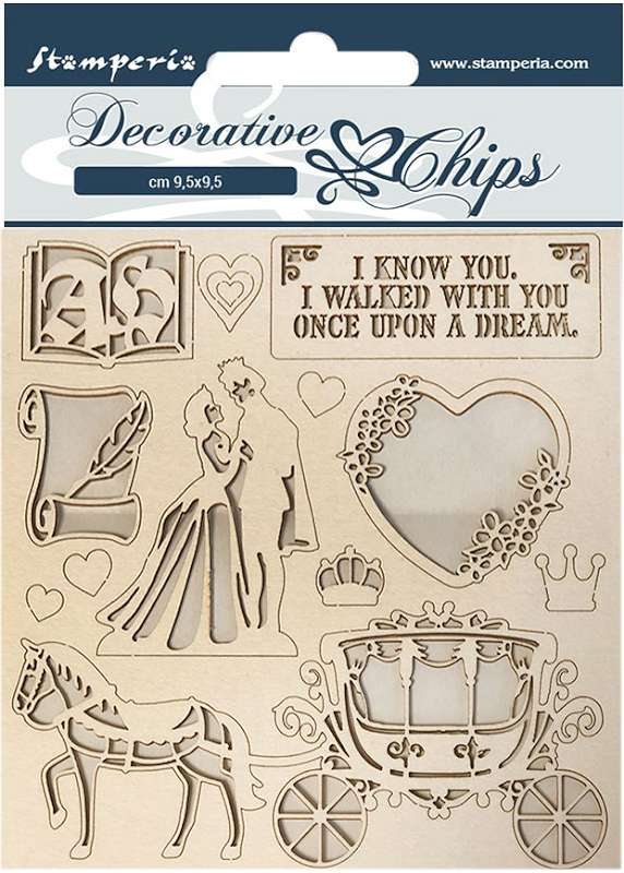 Stamperia Decorative Chips 5.5"X5.5"-Coach, Sleeping Beauty