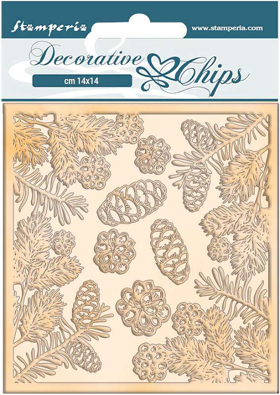 Stamperia Decorative Chips 5.5"X5.5"-Pinecones, Romantic Christmas