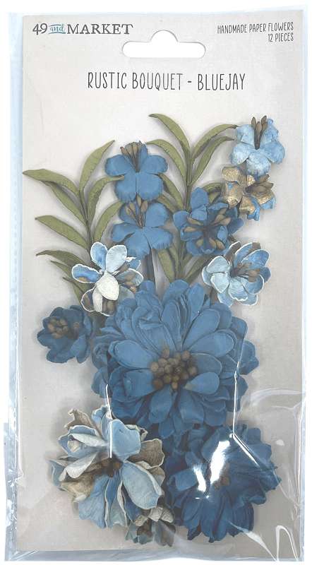 49 And Market Rustic Bouquet Paper Flowers 12/Pkg-Bluejay