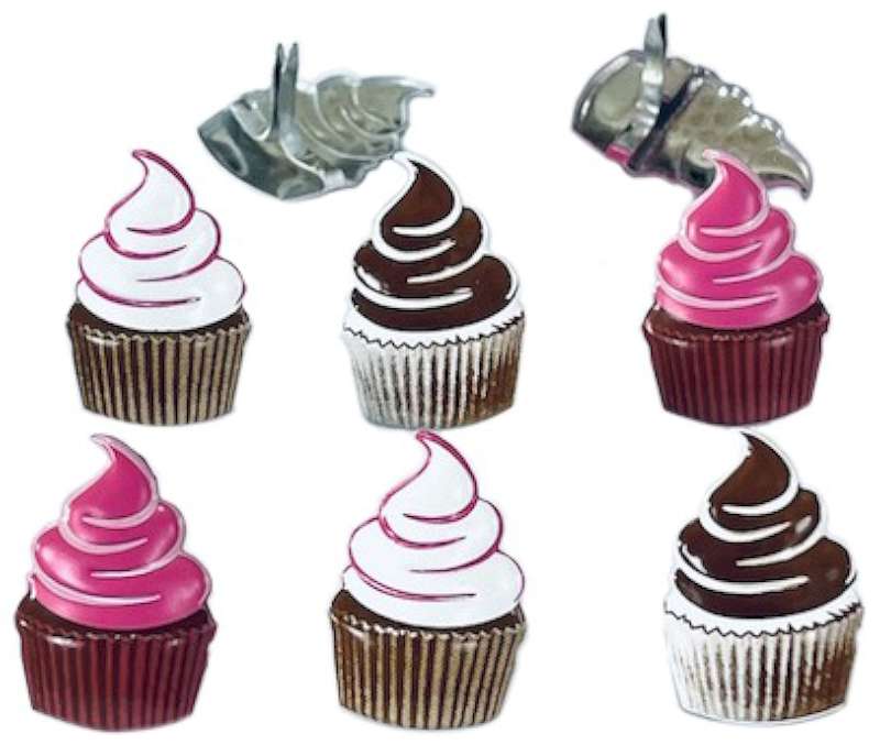 Eyelet Outlet Shape Brads 12/Pkg-Swirl Cupcake